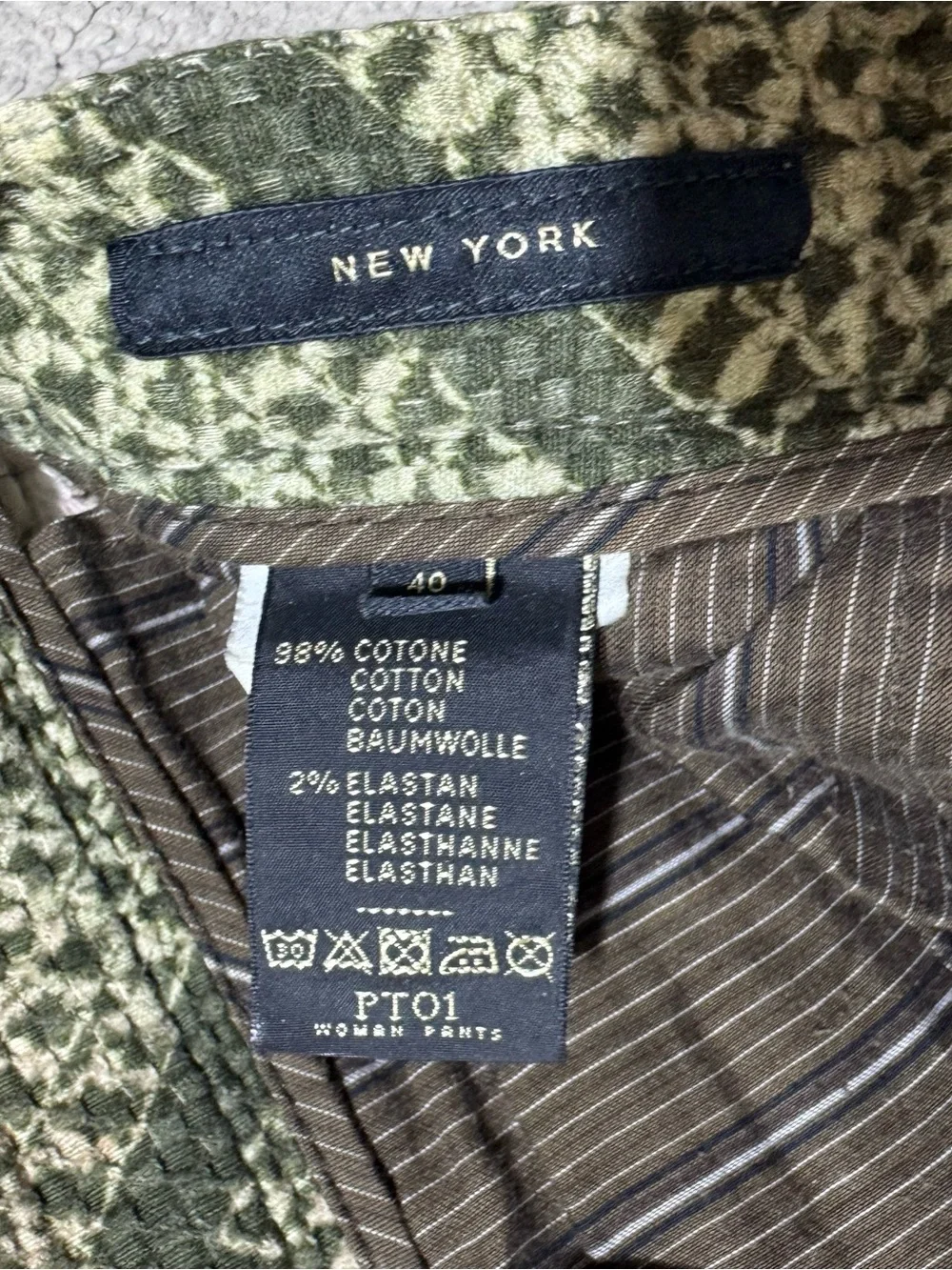 PT01 Pants Womens 40 (4 US) PT Torino PTW Green Patterned New York Italy 28x26.5